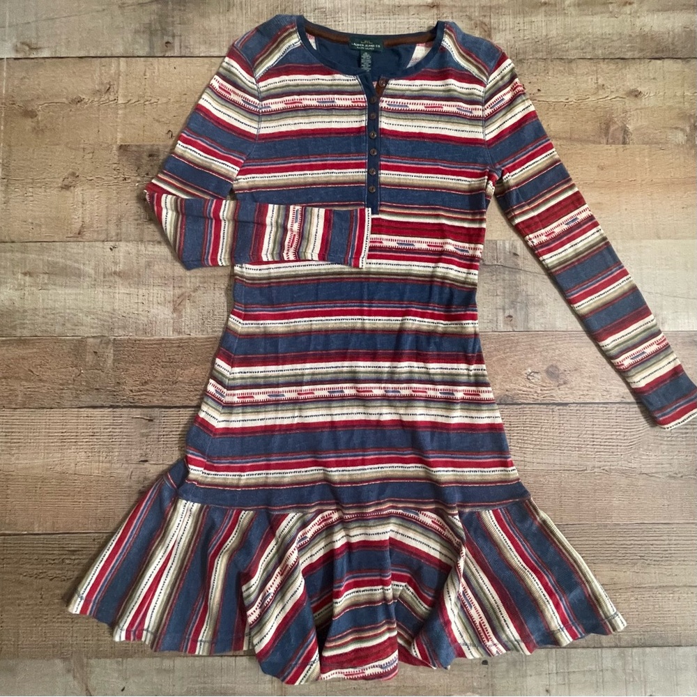 LRL Lauren Ralph Lauren Aztec Southwest Ruffle Henley Dress MEDIUM